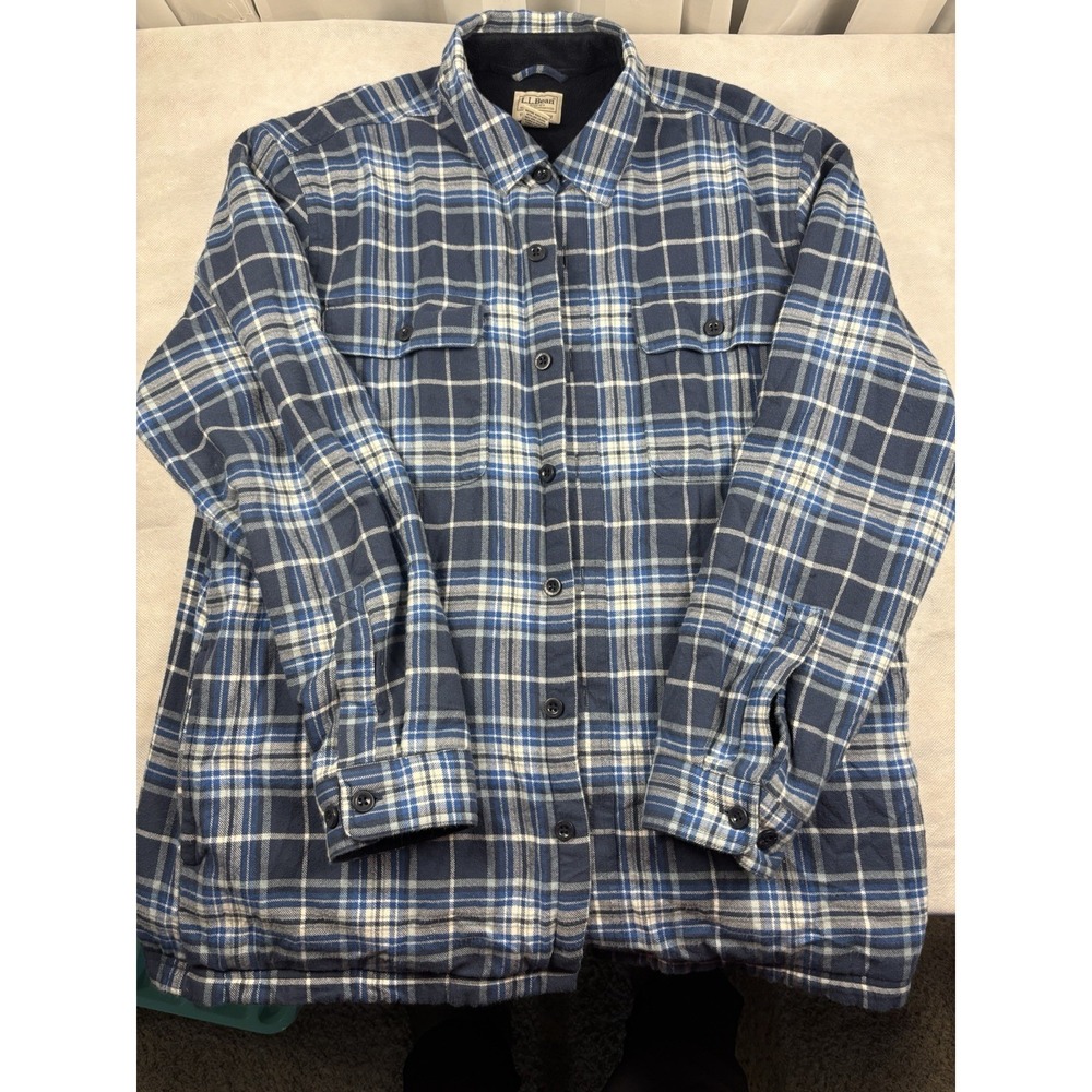 LL‎ Bean Men's Fleece-Lined Flannel Shirt Jacket Shacket Size Large Regular